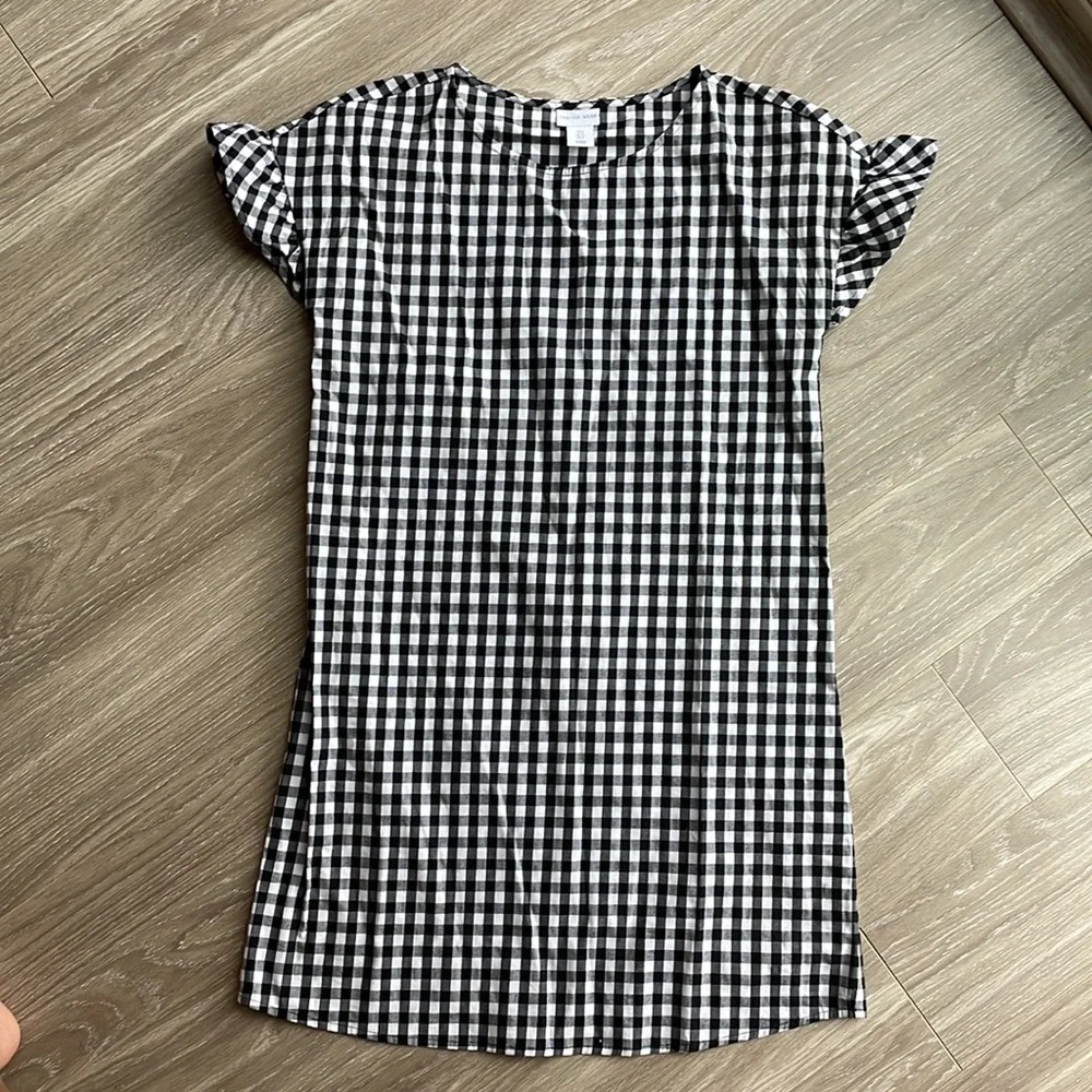 GINGHAM RUFFLE SLEEVE SHIFT DRESS - Picture 3 of 6